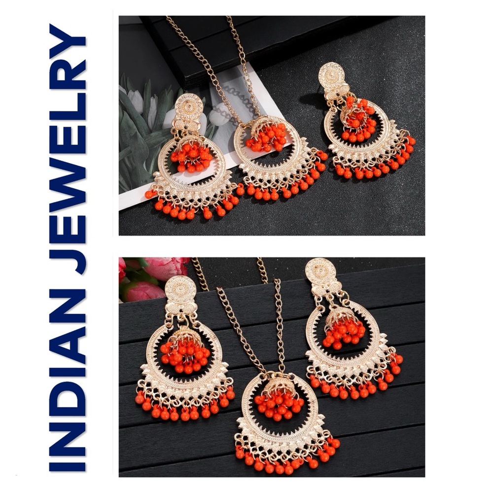 🐘 Indian Earrings and Necklace Set